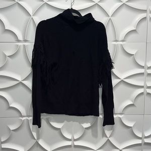 Ramy brook black fringe Grayson sweater L.     AA & MM